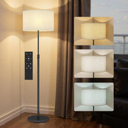 Dimmable Floor Lamp with Remote Height Adjustable Linen Shade Living Room