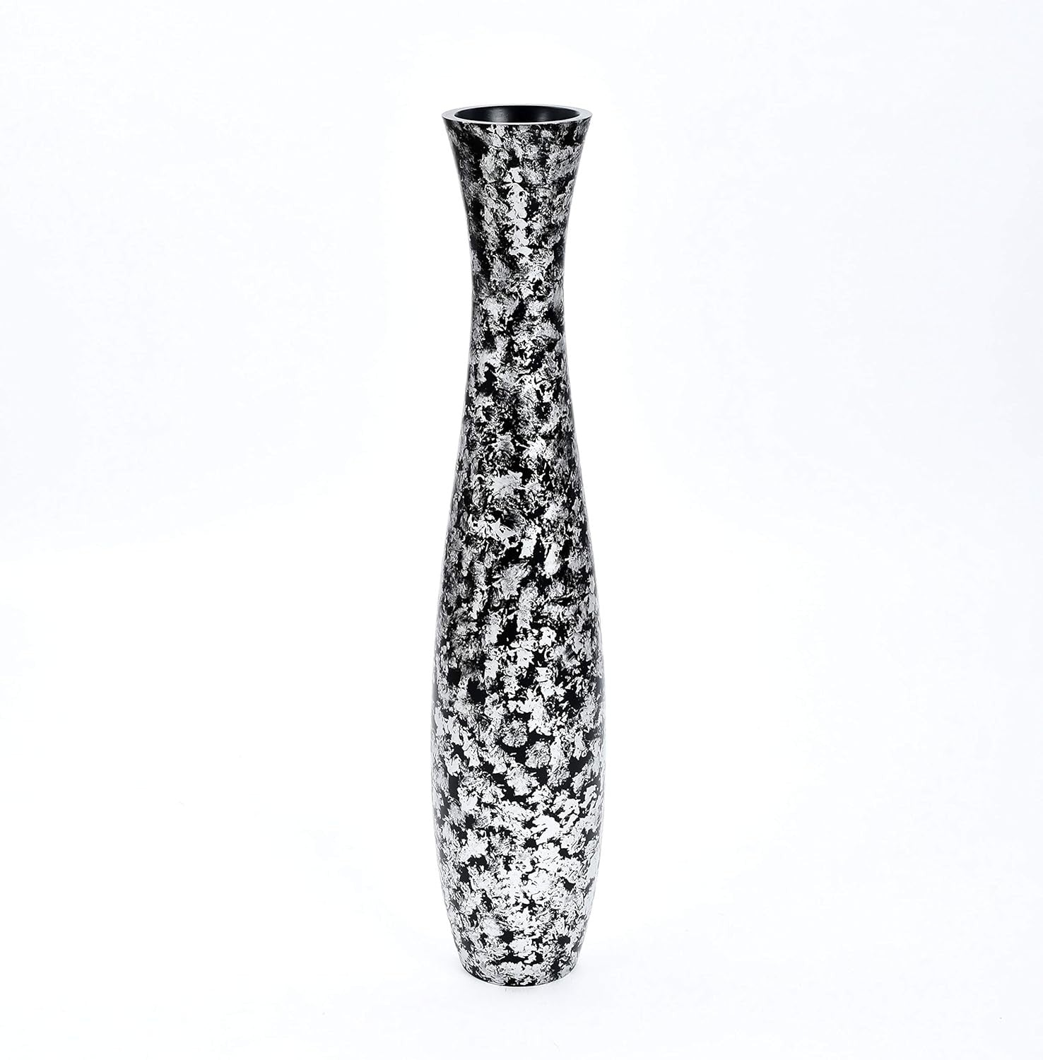 Tall Silver Black Floor Vase 105cm Wooden Decor for Pampas Grass Display