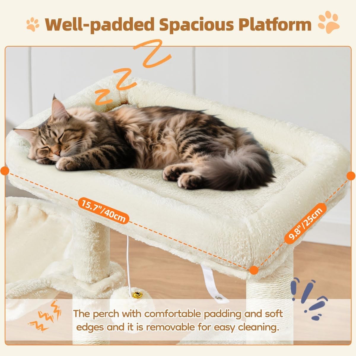 98cm Cat Tree Tower Indoor Scratching Post with Condo Hammock Perch