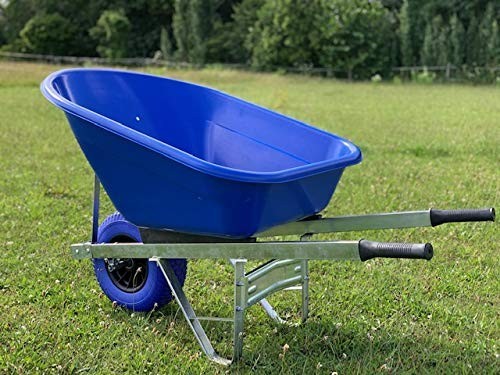 160L Blue Wheelbarrow – Alloy Steel Frame Puncture Proof Wide Tyre Heavy Duty