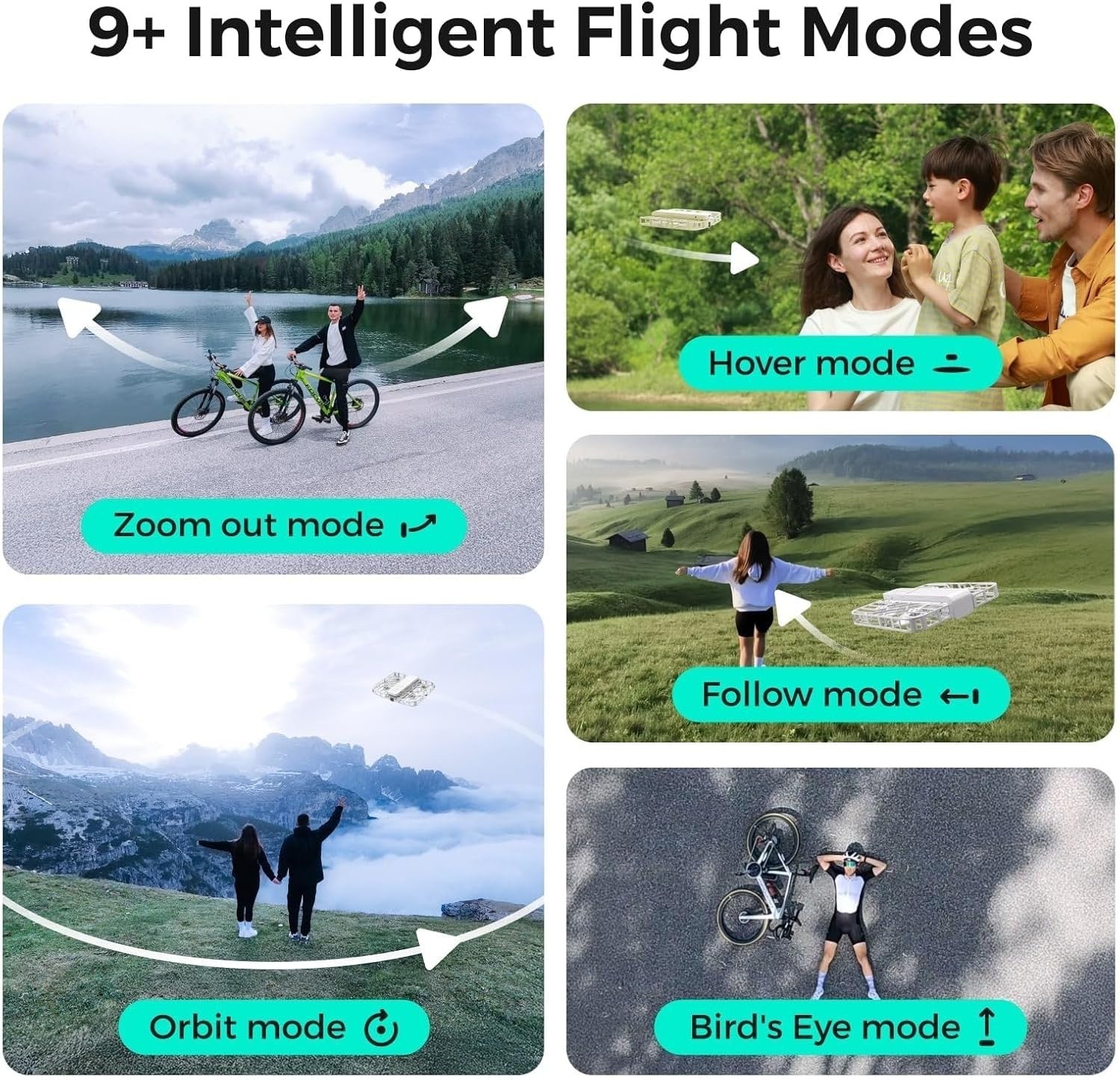 2.7K HDR Foldable Self-Flying Drone with Follow-Me Mode & 1 Extra Battery