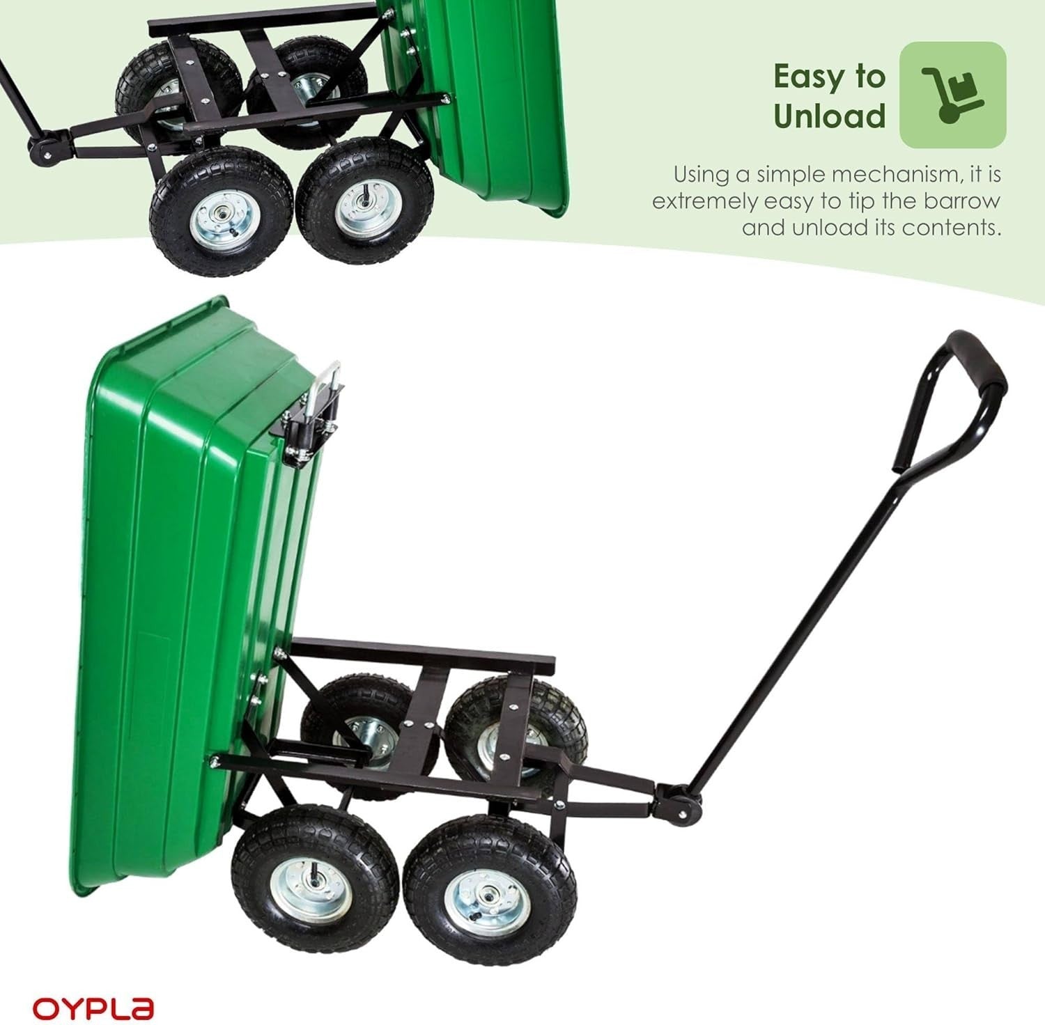 Garden Cart Trolley with Tipping Barrow 200kg Capacity & Pneumatic Tyres