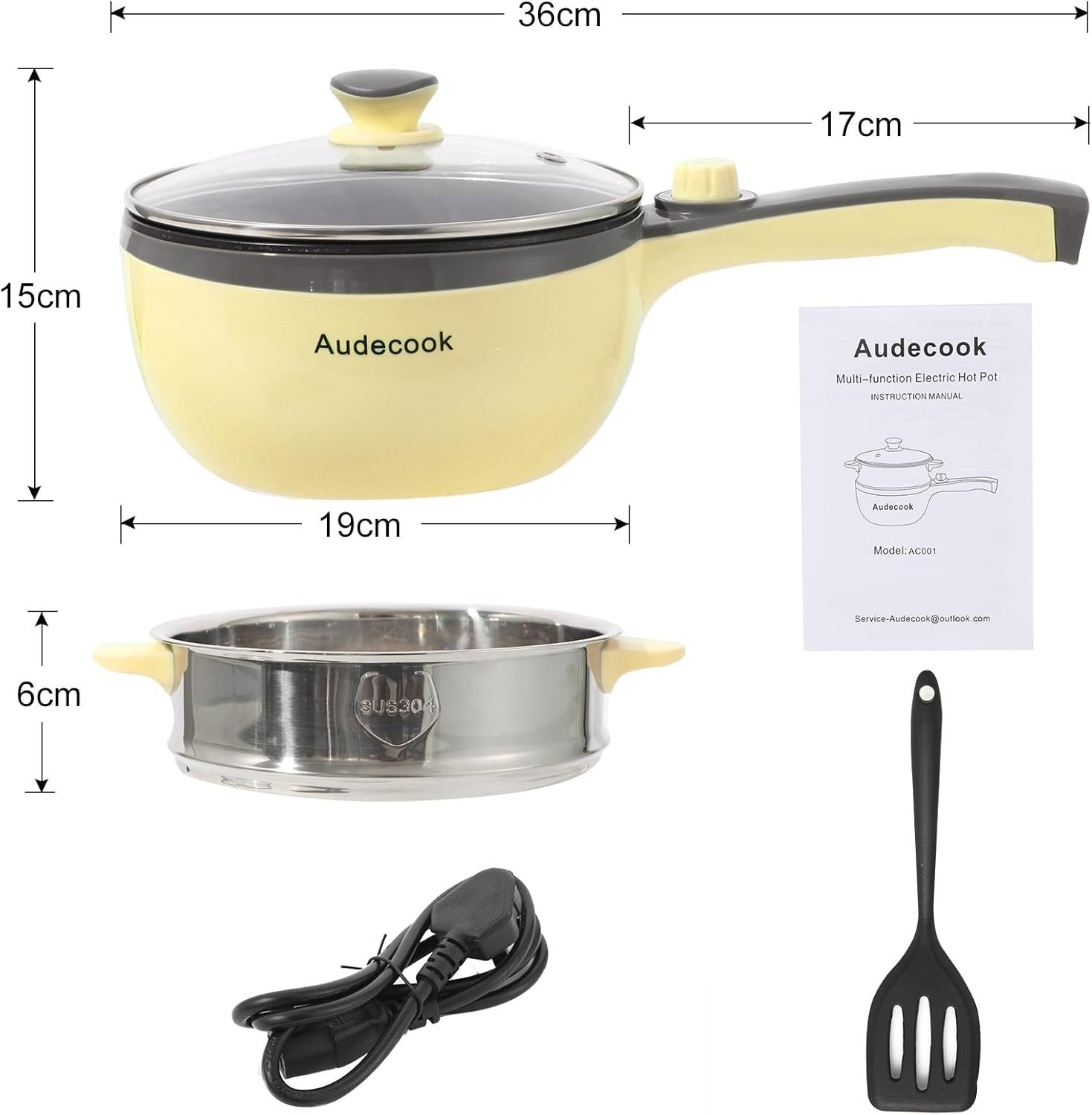 Electric Hot Pot Multi Cooker 1.5L with Steamer | Portable Nonstick Pan