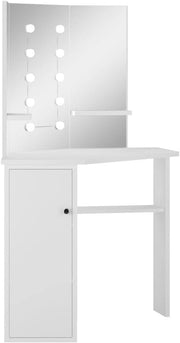 Corner Vanity Dressing Table Set White 3 Hollywood Mirror 5 Drawer Stool (74/77)