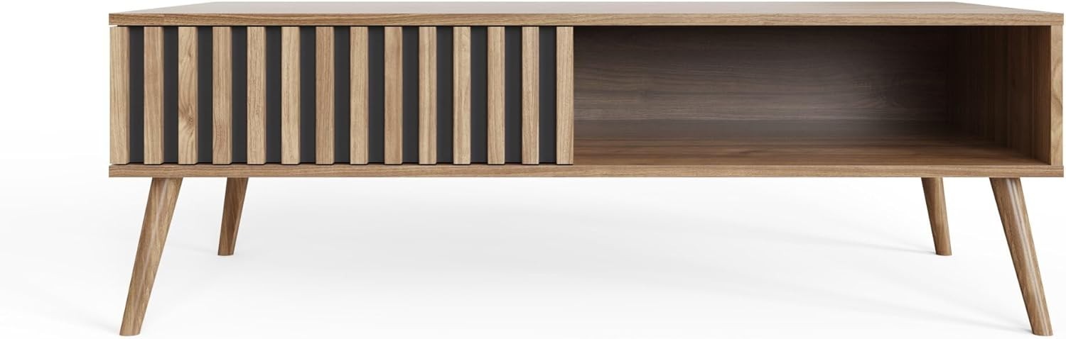 Modern Oak Coffee Table with Drawer & Shelf | Living Room Storage Display 119cm