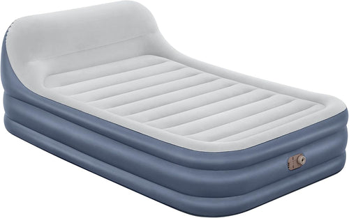 Queen Inflatable Air Bed Built-In Electric Pump Raised Headboard