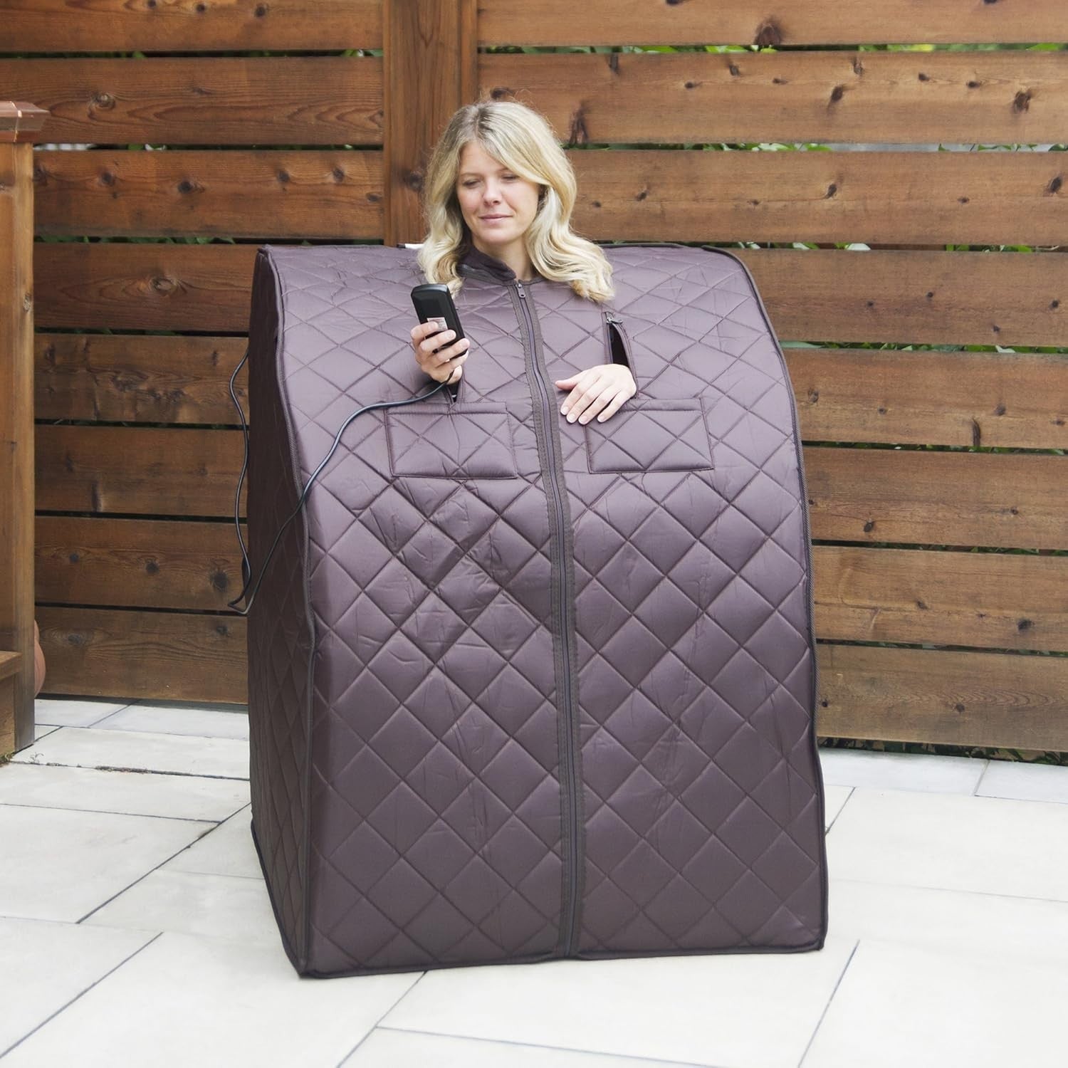 Portable HeatWave Sauna 900W Deluxe Oversized w/ Chair & Ionizer – Gray