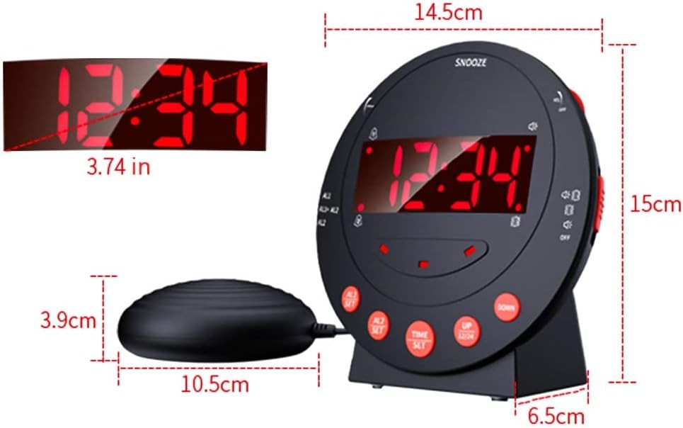 Vibrating Alarm Clock Bed Shaker Flash Light Dual Alarm Heavy Sleepers