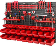Wall Mounted Tool Peg Board Set Garage Storage Bins Workshop Rack