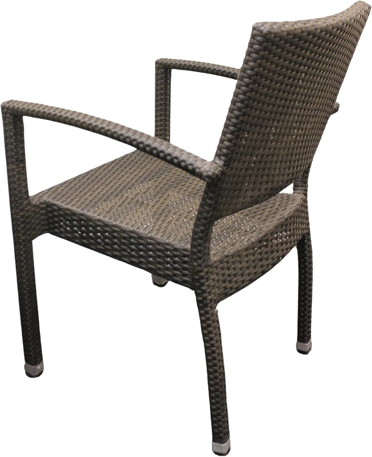 Set of 4 Rattan Dining Armchairs Stackable Outdoor Garden Patio Seating