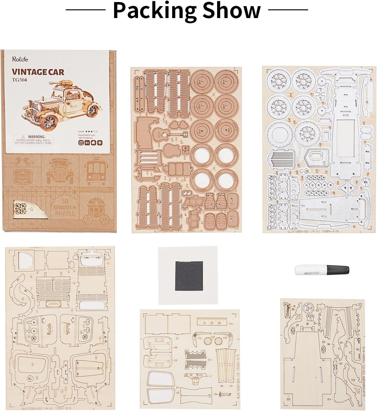 3D Wooden Vintage Car Puzzle Kit – DIY Model Craft Gift for Teens & Adults3D Woo