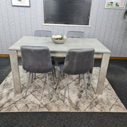 Grey Dining Table Set with 4 Upholstered Chairs – Modern Concrete Look