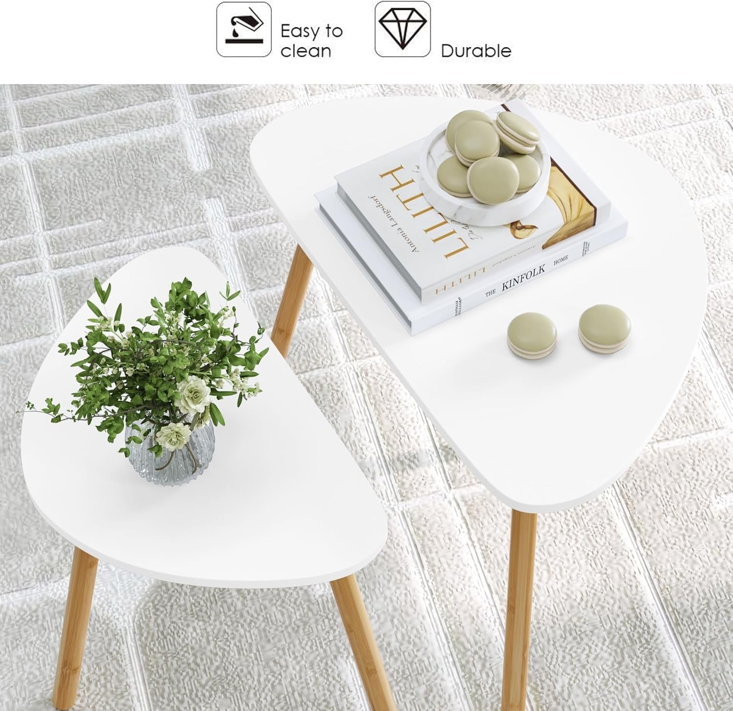 3 Piece Nesting Coffee Table Set Stackable Space Saving Wood Side End Tables