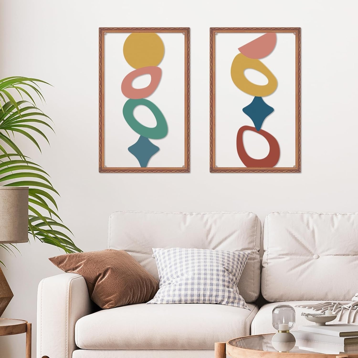 Abstract Metal Wall Art Set of 2 3D Geometric Modern Decor