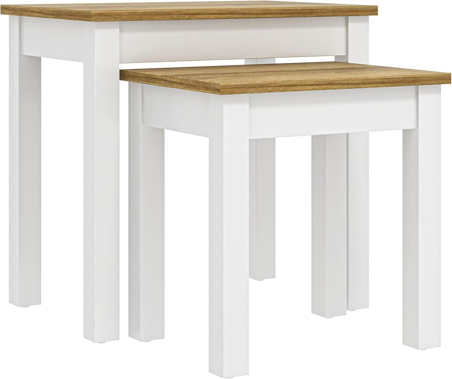 Space Saver Nesting Coffee Table Set White Wood Rectangular Storage