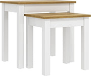 Space Saver Nesting Coffee Table Set White Wood Rectangular Storage