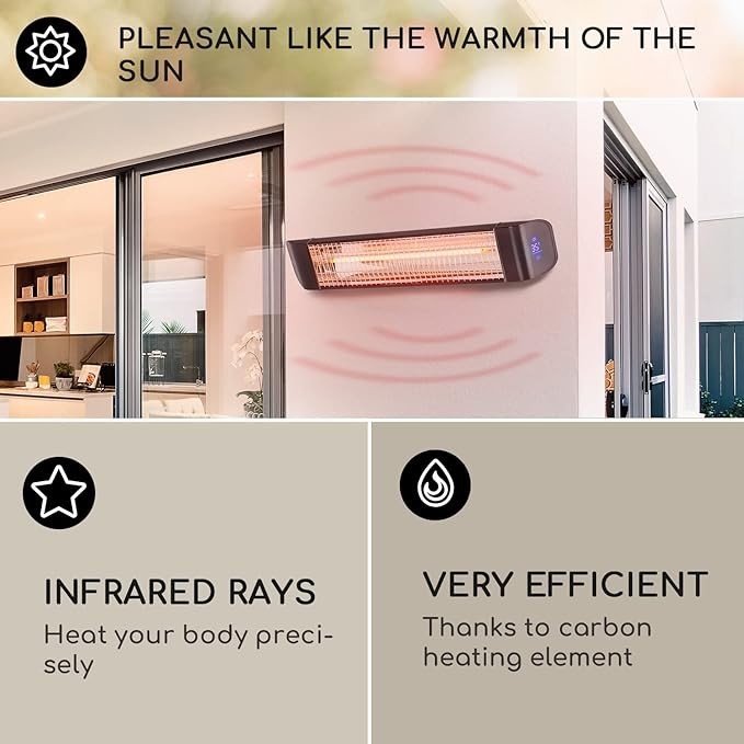 2400W Outdoor Infrared Patio Heater IP65 Smart WiFi Timer LED Display Wall Mount