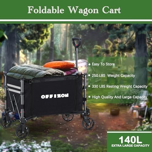Heavy Duty Foldable Camping & Shopping Trolley 440lbs Utility Wagon Black