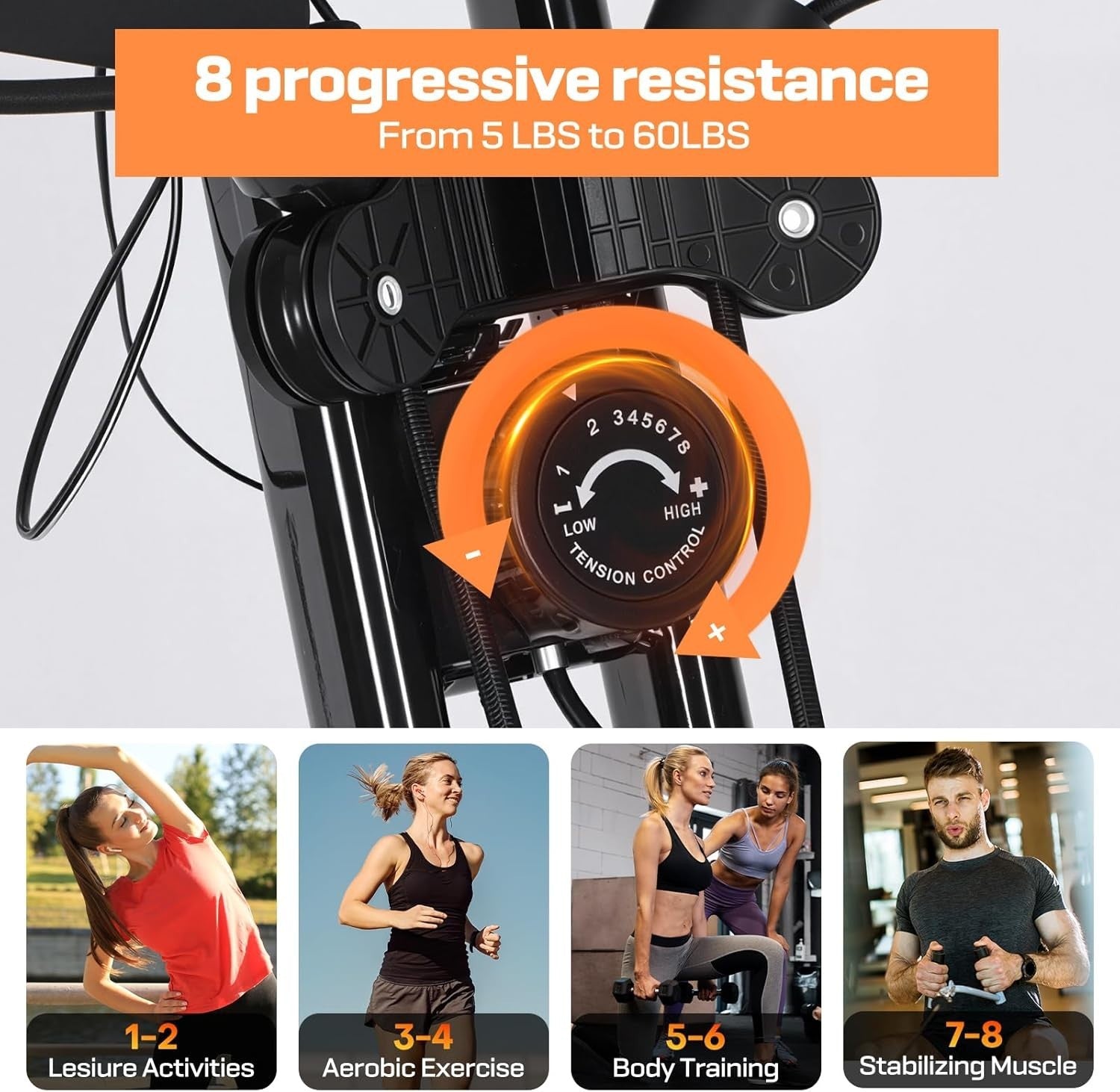 4-in-1 Folding Exercise Bike 8-Level Magnetic Resistance 330lb Capacity LCD