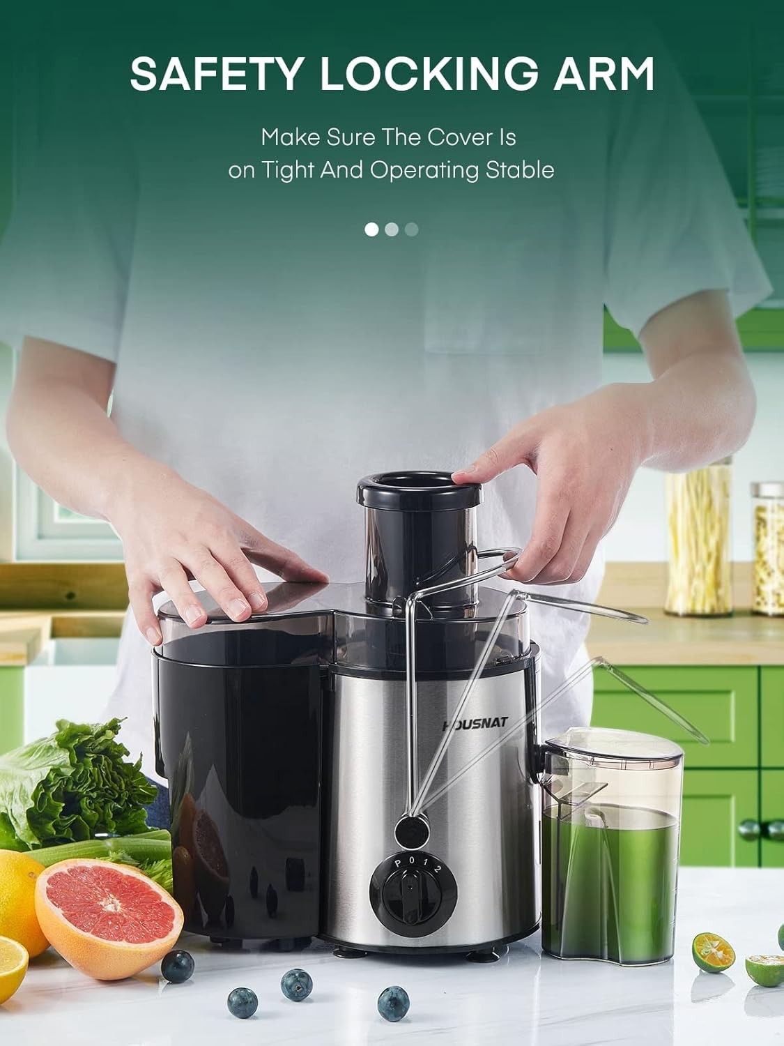 Centrifugal Juicer 800W Power 65mm Feed Chute 3 Speed Fast Juice Maker
