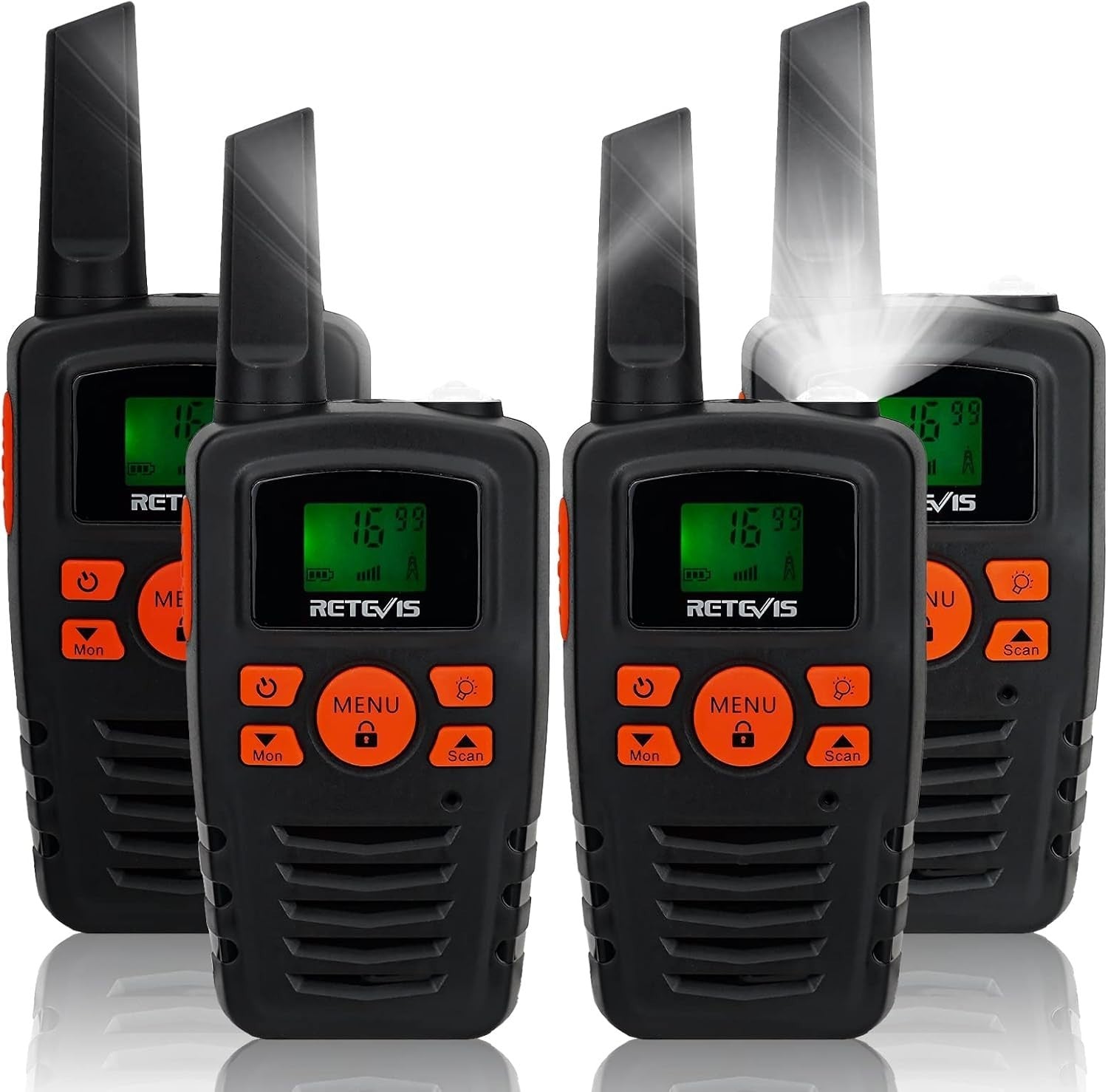 PMR446 Walkie Talkies 4 Pack Long Range VOX LED Torch Outdoor Radio