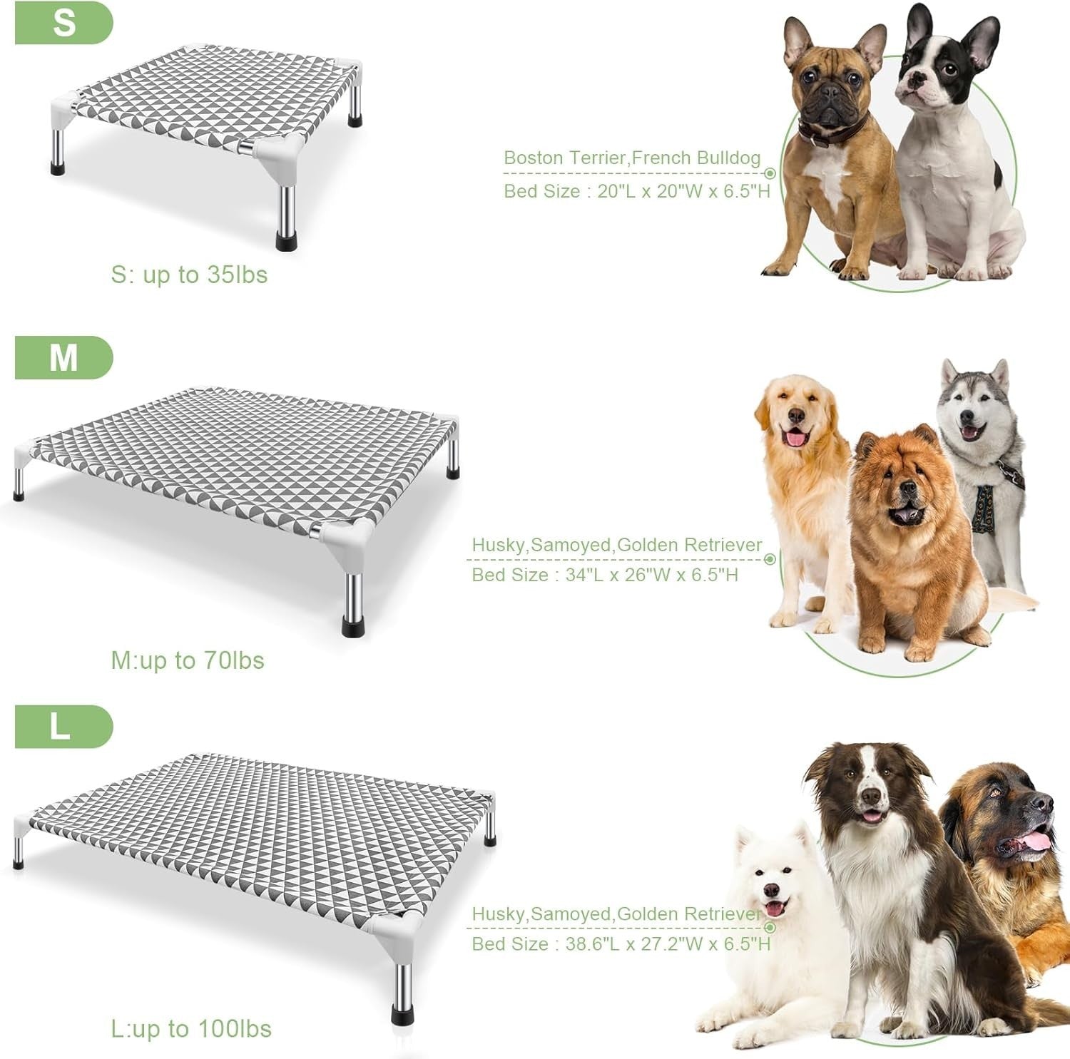 Raised Dog Bed 99x71cm Elevated Outdoor Pet Cot Portable