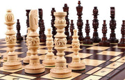 Extra Large 58cm Hand-Carved Wooden Chess Set | Luxury Sculpted Pieces | Foldabl