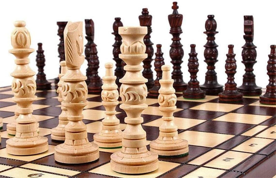 Extra Large 58cm Hand-Carved Wooden Chess Set | Luxury Sculpted Pieces | Foldabl