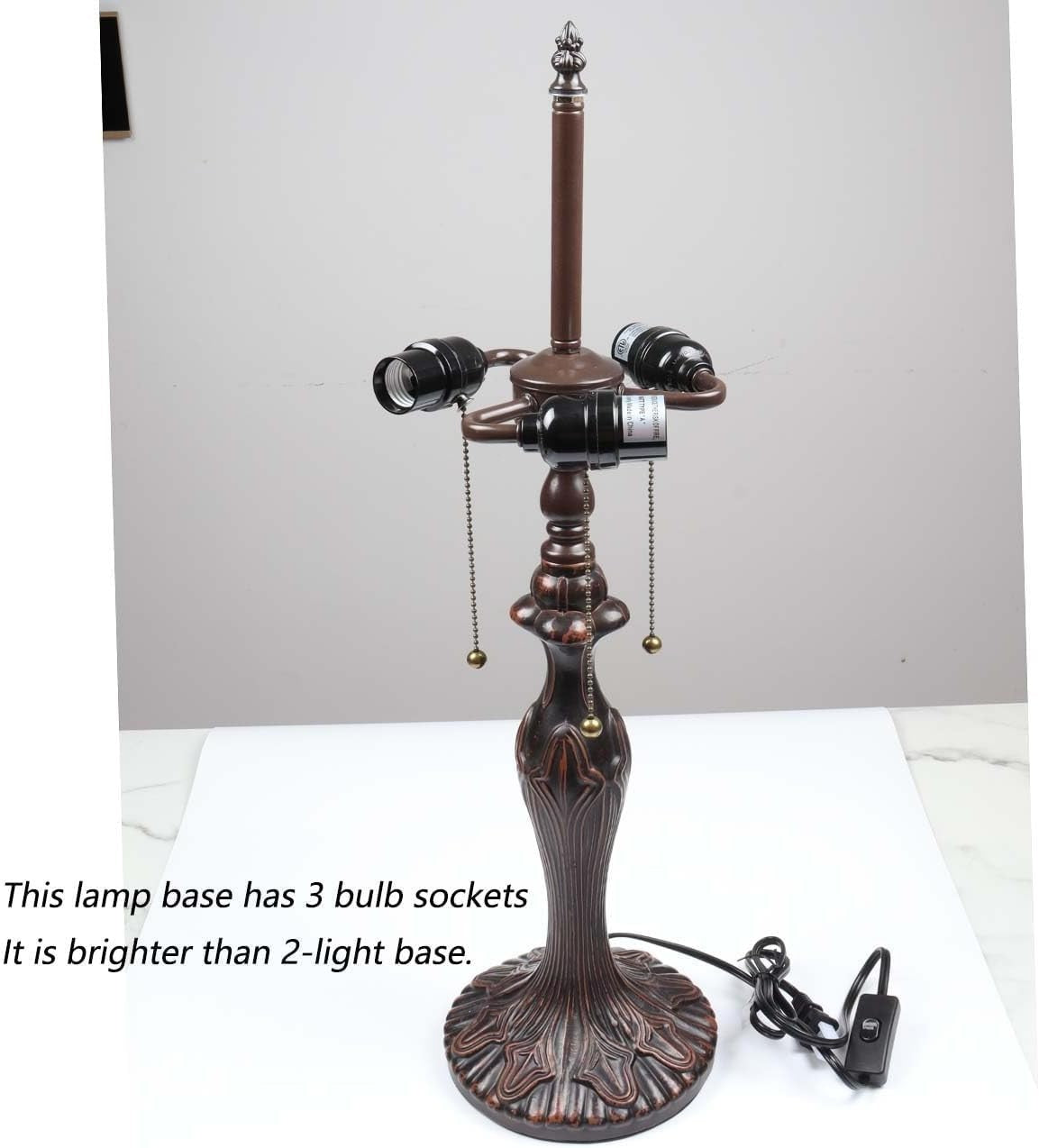 Baroque Red Tiffany Style Table Lamp 26" Tall, 2 E27 Bulbs, Handmade Shade
