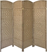 4 Panel Natural Wicker Folding Room Divider Handwoven Privacy Screen 170cm