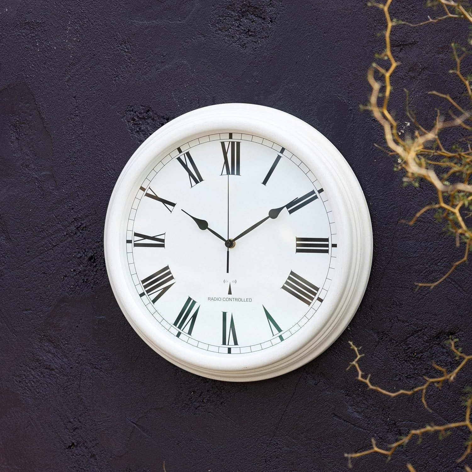 Outdoor Garden Clock 38cm Radio Controlled Rustproof Metal Glass Face