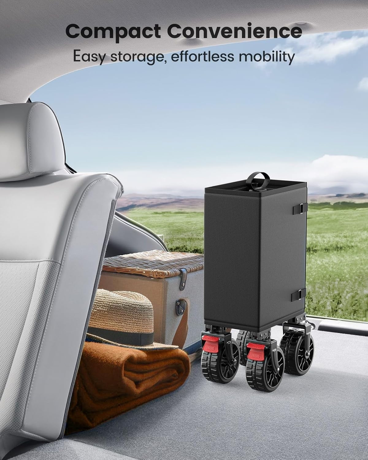 Black 150L Extendable Folding Festival Trolley Heavy Duty Camping Garden Wagon