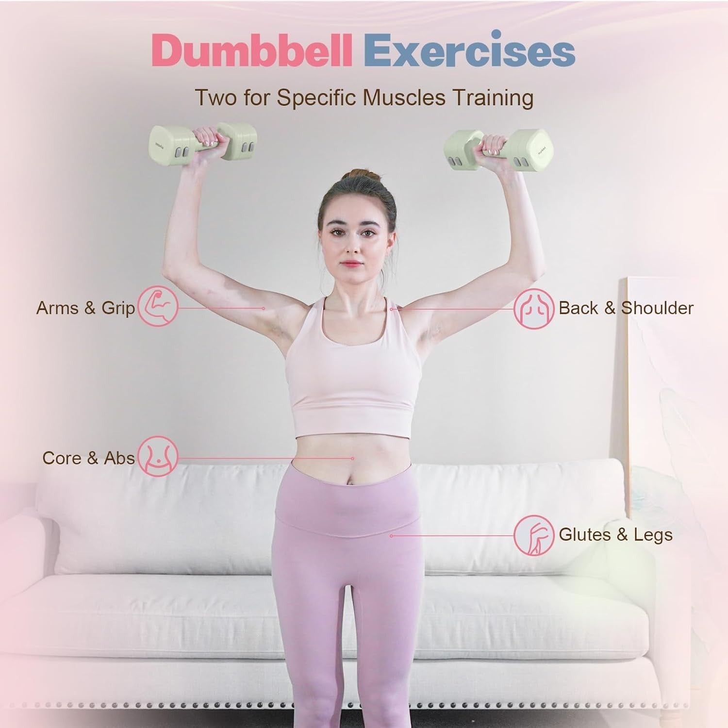 4-in-1 Adjustable Dumbbell Set 2–5.5LB Each Kettlebell Combo Home Gym