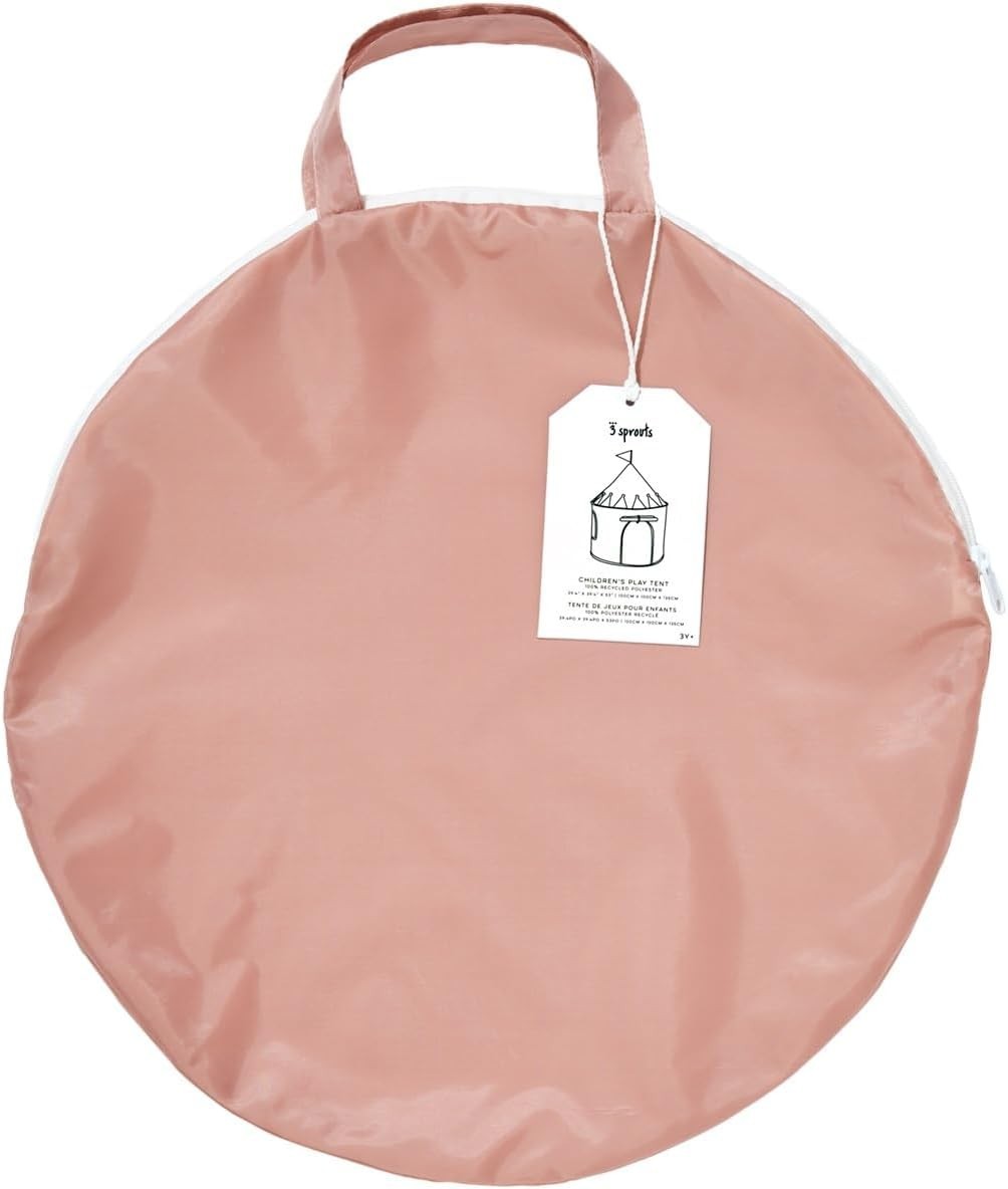 Pink Kids Indoor Play Tent Pop Up Castle House Recycled Fabric