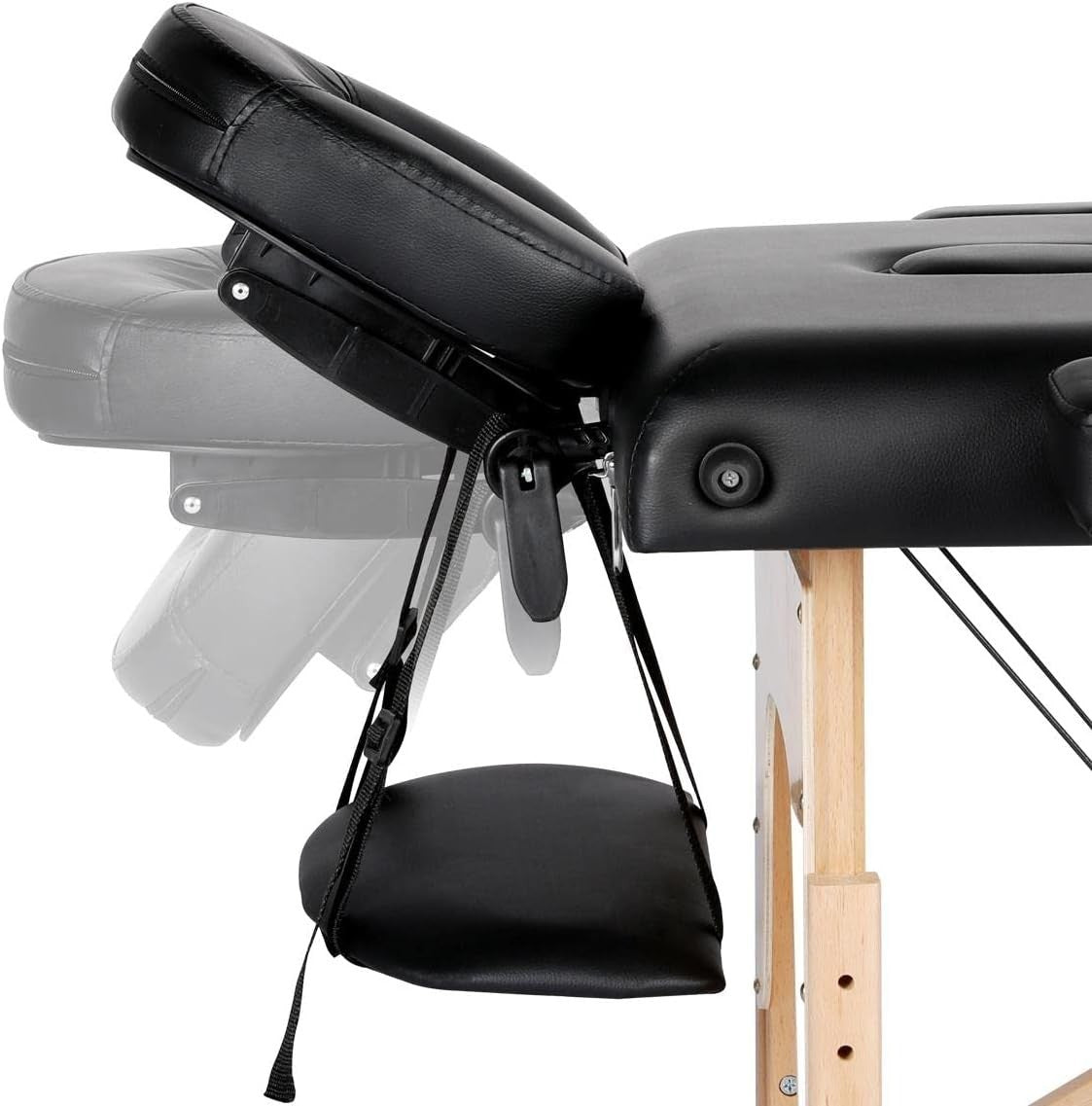 60cm 3-Section Portable Massage Table | Foldable Wooden Lash Beauty Bed Black