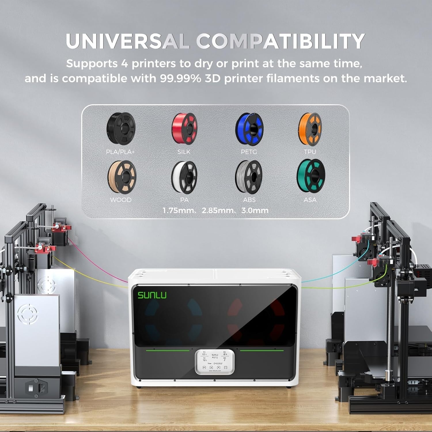 4 Spool Filament Dryer Box 350W Fast Heat Auto Humidity Control White