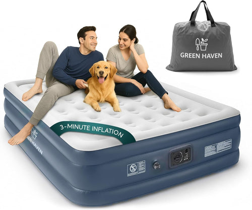 King Size Air Bed Built-In Electric Pump Raised Inflatable Black Mattress