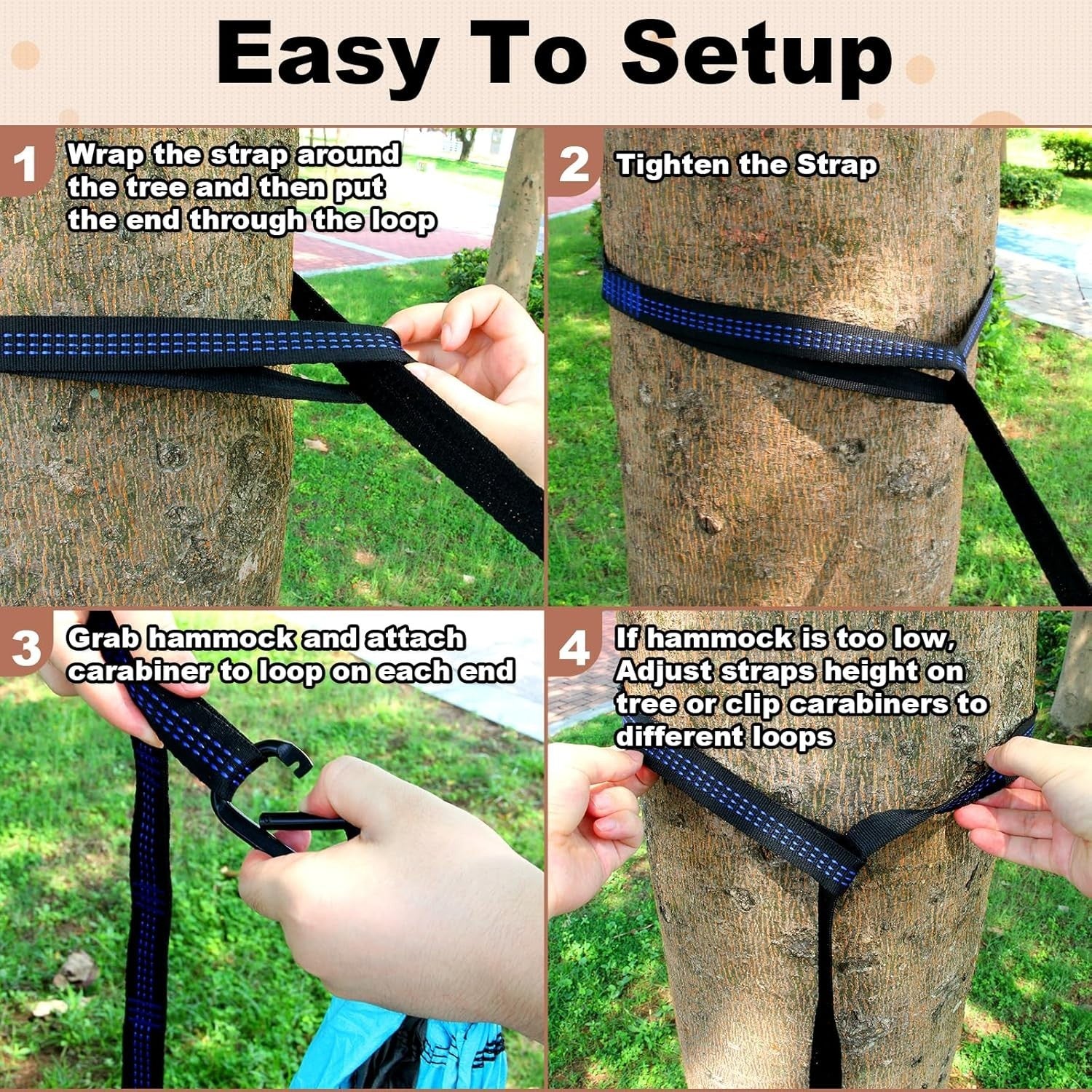 Camping Hammock with Tree Straps – 500lb Rated, Portable & Lightweight