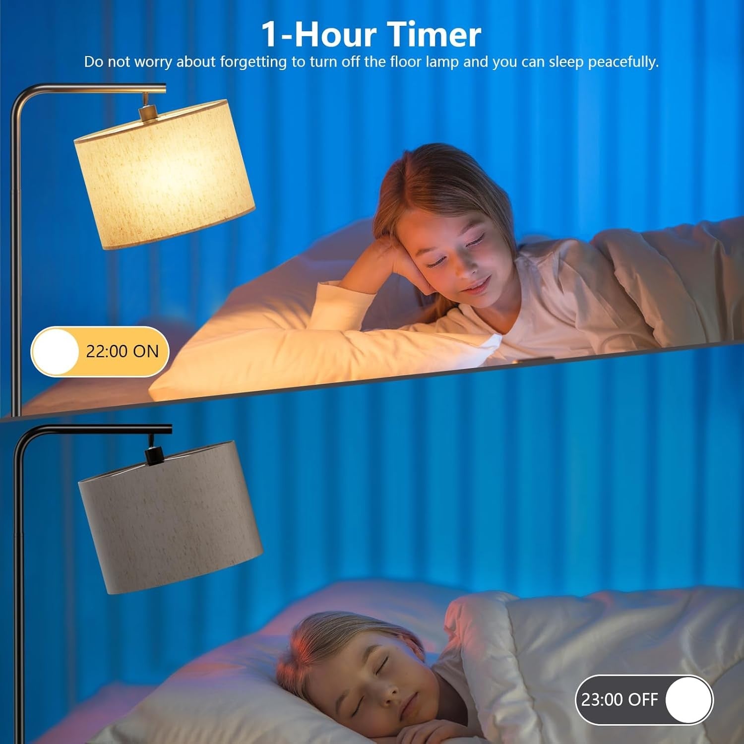 Modern Arc Floor Lamp Remote Control Dimmable Reading Light E27 LED