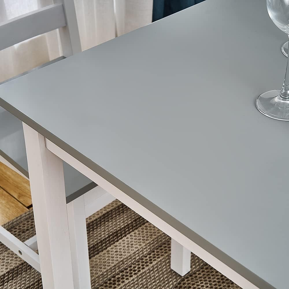 Solid Pine Dining Table Set 4 Chairs Grey White | Durable Kitchen Furniture