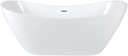 White Freestanding Double Ended Oval Bath 1830x710mm Chrome Overflow