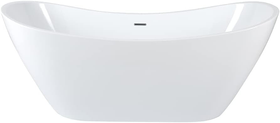 White Freestanding Double Ended Oval Bath 1830x710mm Chrome Overflow