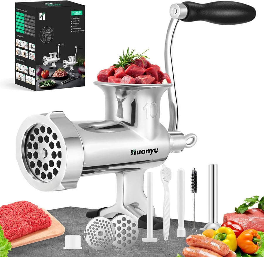 Size 10 Stainless Steel Manual Meat Grinder Sausage Maker Mincer