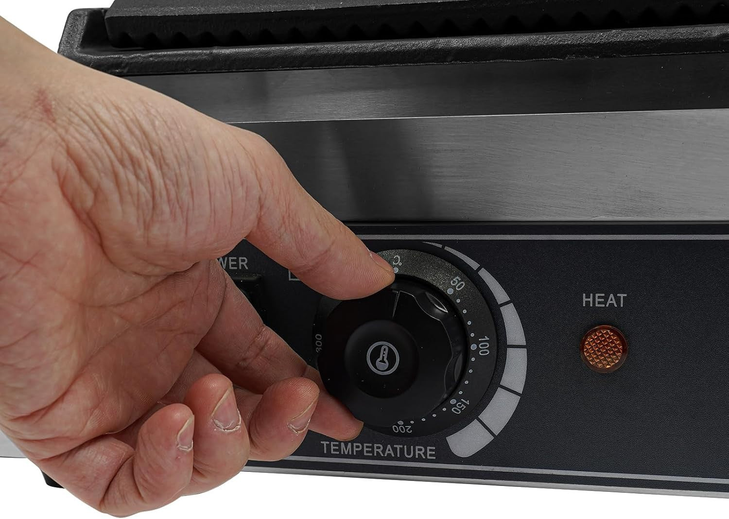 Commercial Panini Press Grill Adjustable Temp Double-Sided Plates