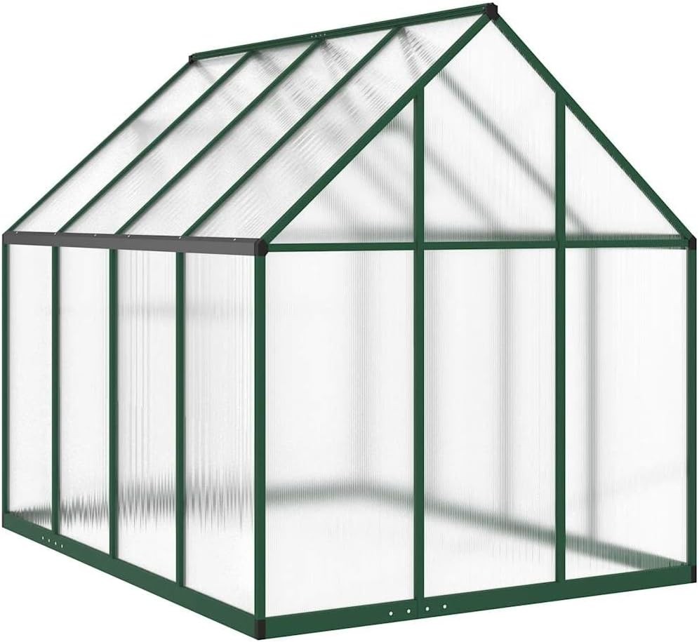 Large Walk-In Greenhouse with Base Frame Aluminium & Polycarbonate 224x169x195cm