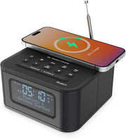 Wireless Charging Alarm Clock DAB FM Radio Bluetooth Dual Alarm LED Display