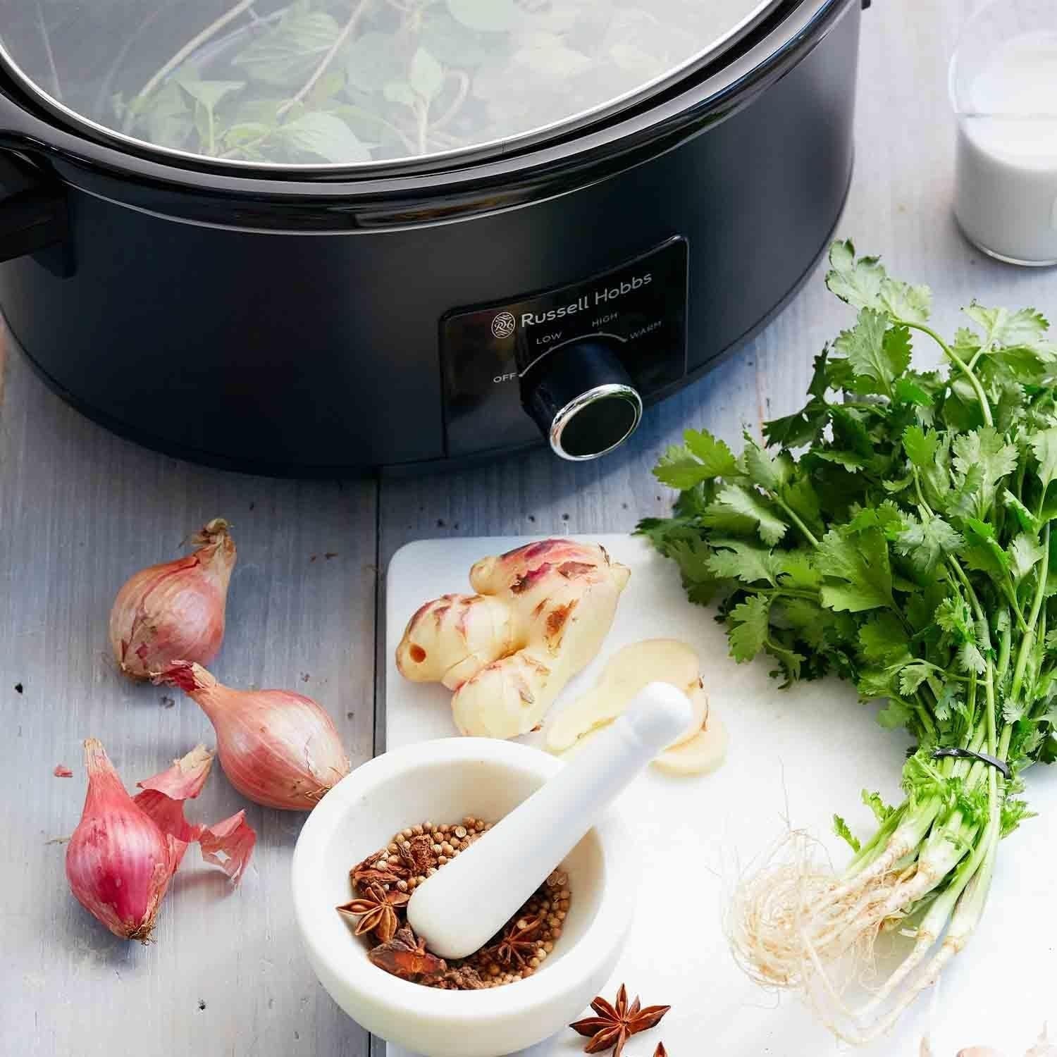 7L Electric Slow Cooker Large Pot 320W Ceramic Bowl 3 Heat Settings UK
