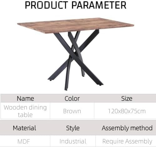 Industrial Style Wooden Dining Table 120cm Rectangle Black Legs 4-Seater