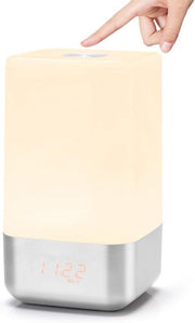 White Sunrise Wake Up Light Alarm Clock Touch USB Rechargeable Night Lamp