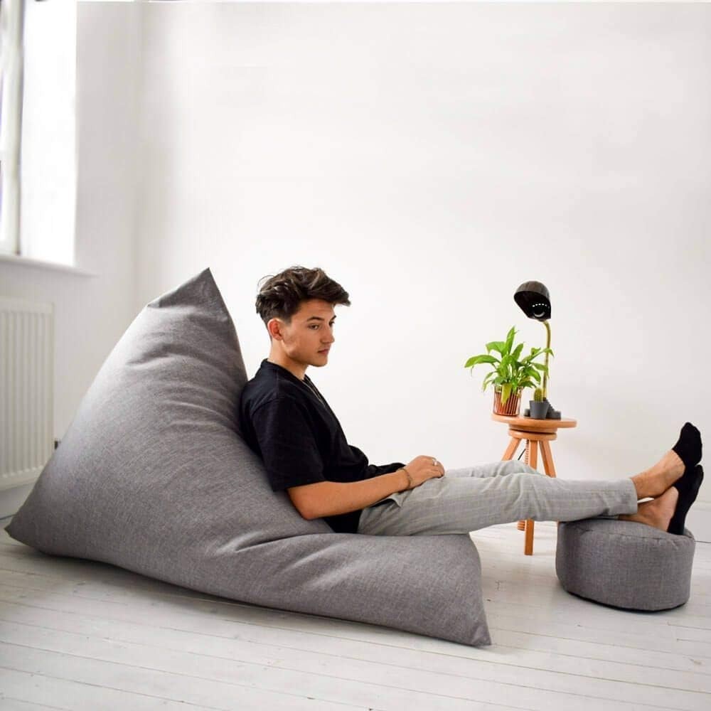 Large Luxury Recliner Bean Bag with Footstool | Lightweight, Easy Clean Seat